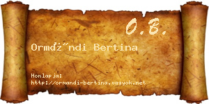 Ormándi Bertina névjegykártya